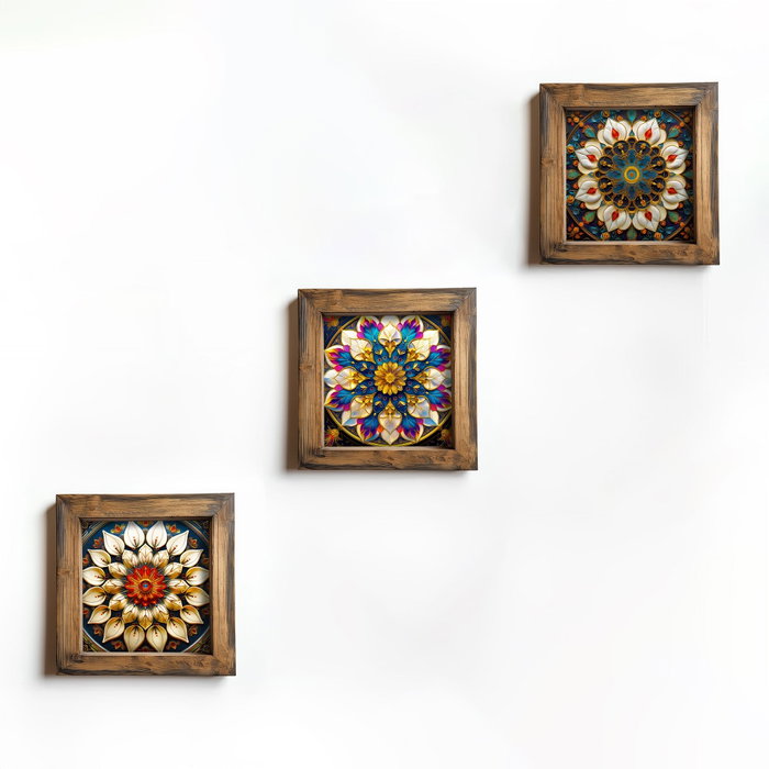Wallity Conjunto de 3 Pinturas Decorativas en MDF con Marco Multicolor Wallity Conjunto de 3 Pinturas Decorativas en MDF con Marco Multicolor